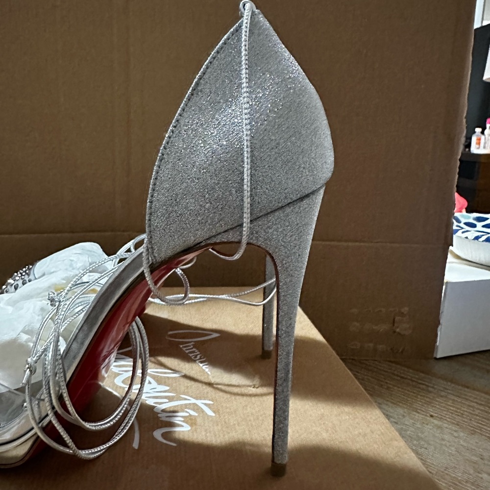 SOLD Christian Louboutin PVC crystal and glitter wrap around heels - Picture 5 of 6